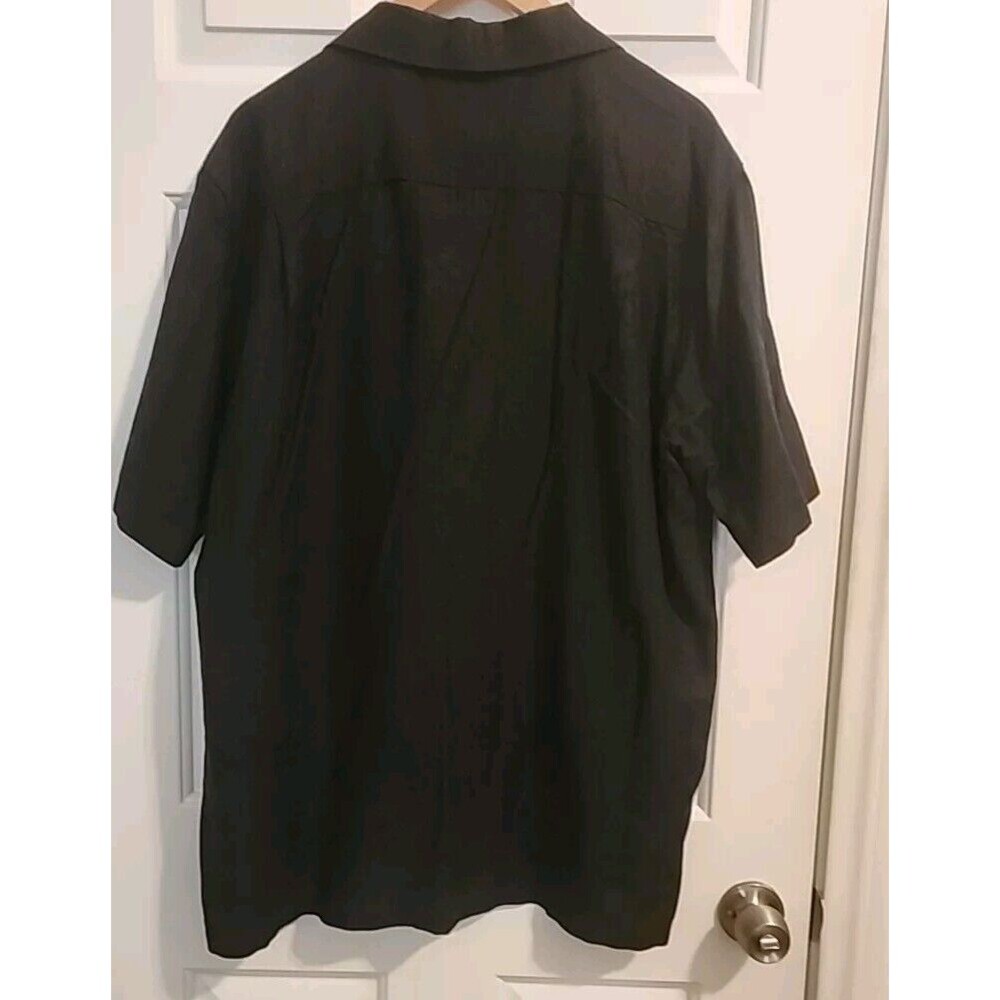 Batik Bay Mens Shirt Black Xl Button Up 100% Silk Short Sleeve - Picture 9 of 12
